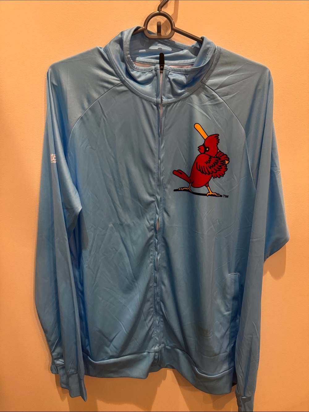 Stitches STL Cardinals Light Blue Full-Zip Jacket with Red Cardinal Graphic